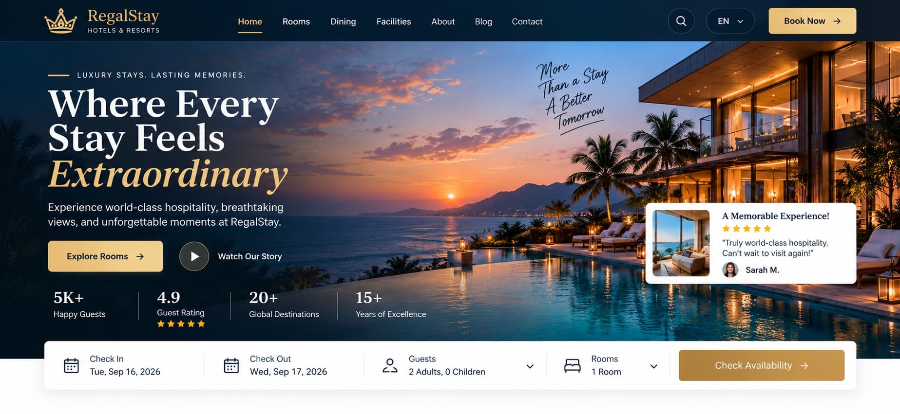 RegalStay Luxury Hotel Website preview