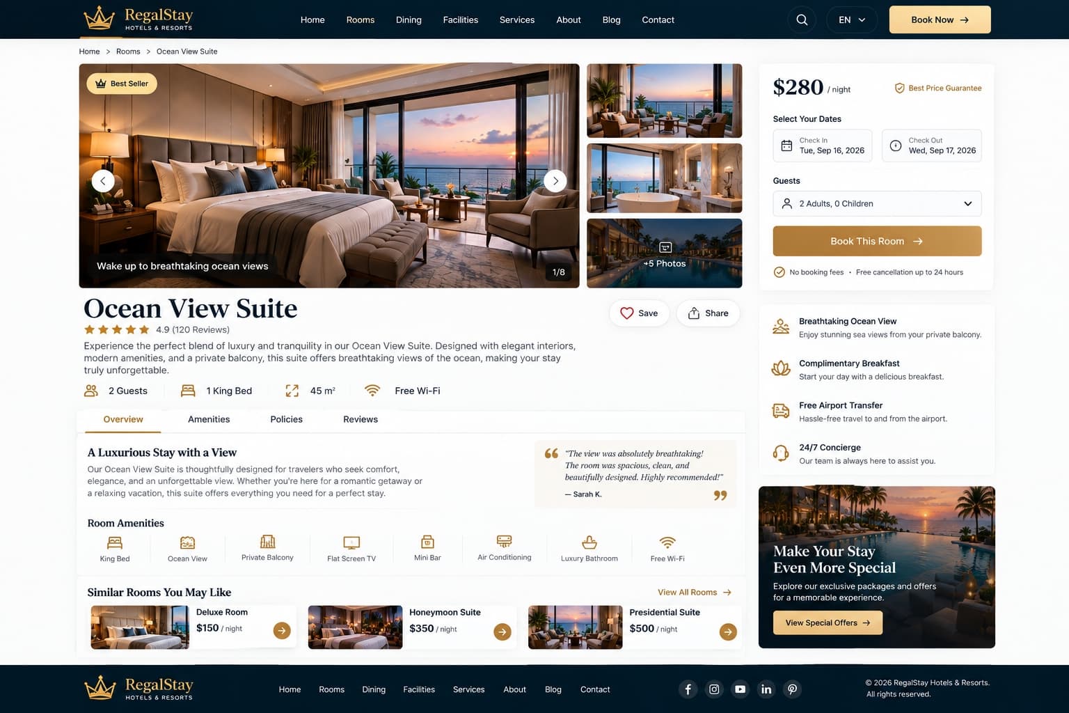 RegalStay Luxury Hotel Website gallery image 7